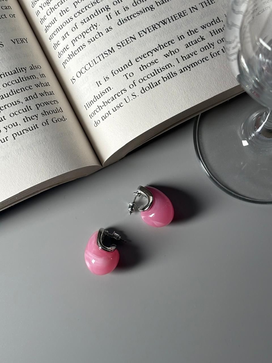 

Niska Contemporary Stone Studded Studs, Pink
