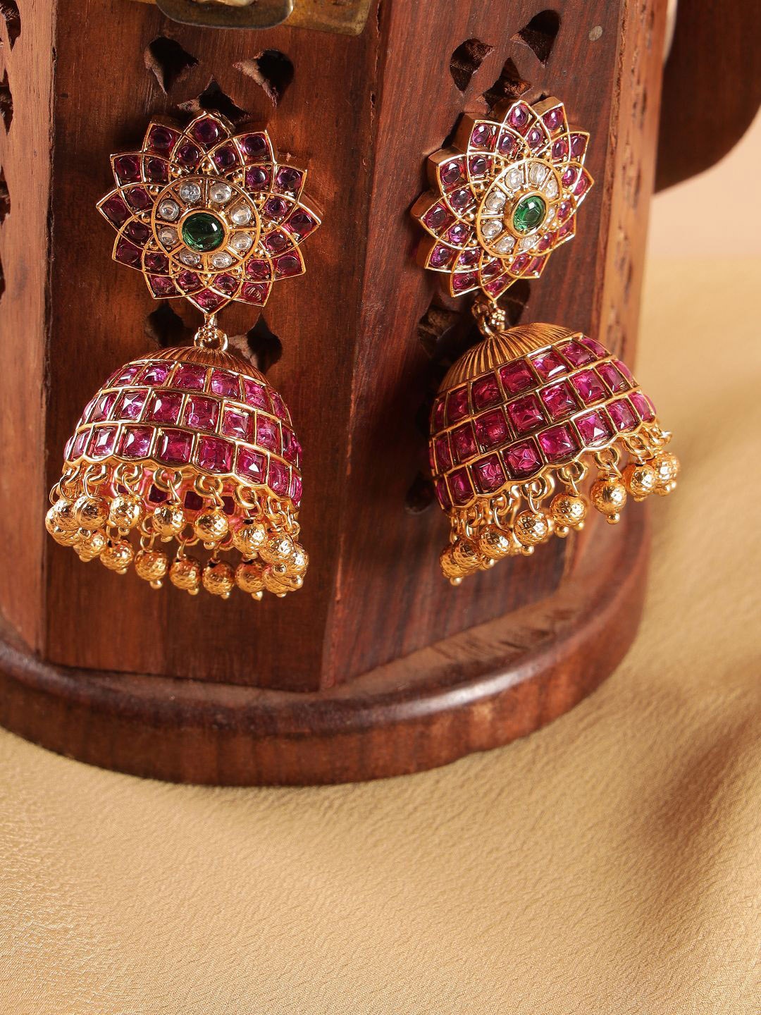 

Kattam Classic Jhumkas Earrings, Pink