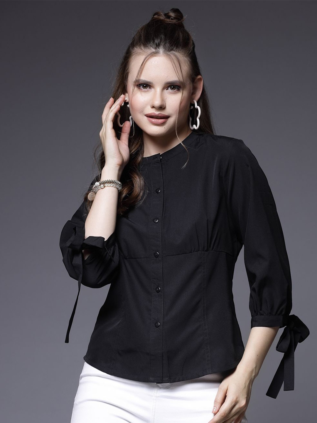 

BEING NAUGHTY Women Comfort Opaque Casual Shirt, Black