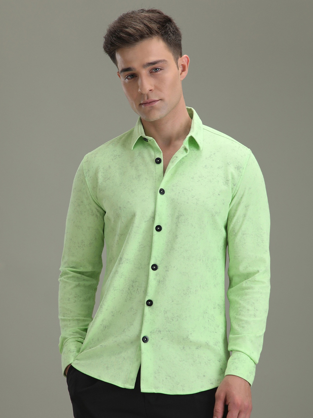 

Banana Club Men Full Sleeves Knitted Shirt, Green