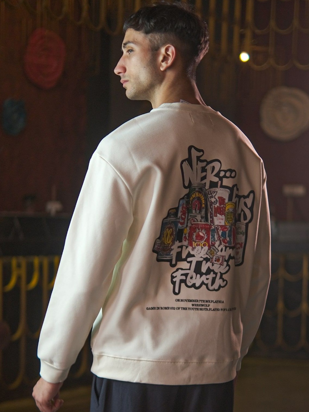 

ODETTE Men Printed Sweatshirt, Off white