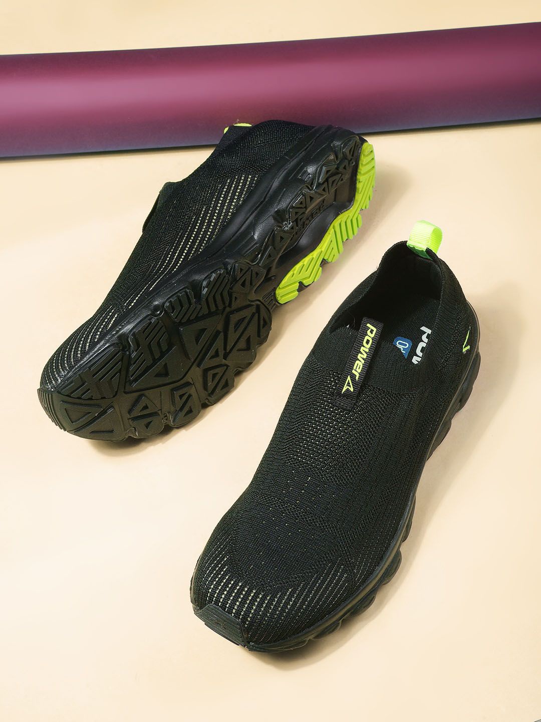 

Power Men Textile Running Non-Marking Shoes, Black
