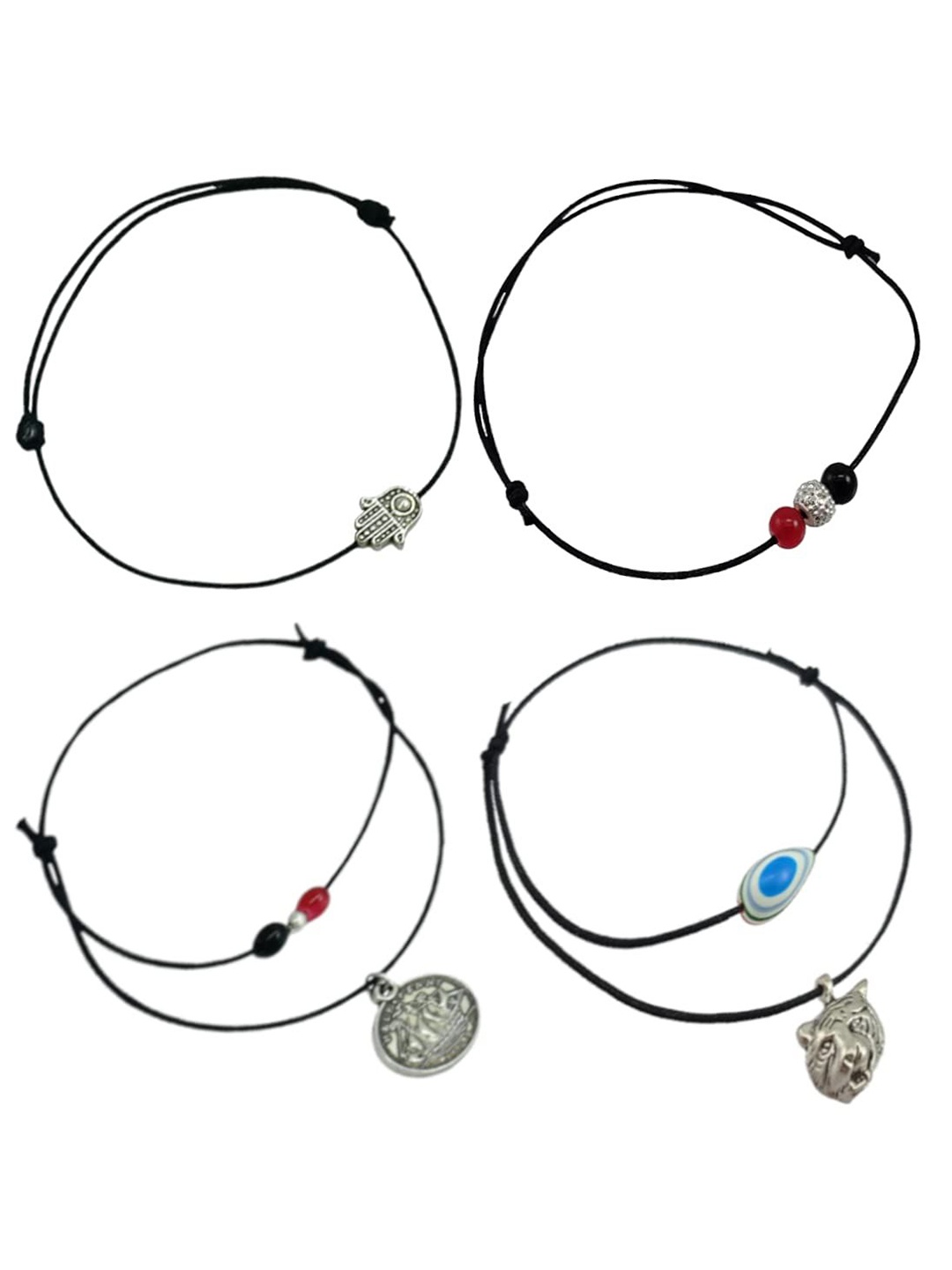 

HIGH TRENDZ Set of 4 Thread Anklet, Black