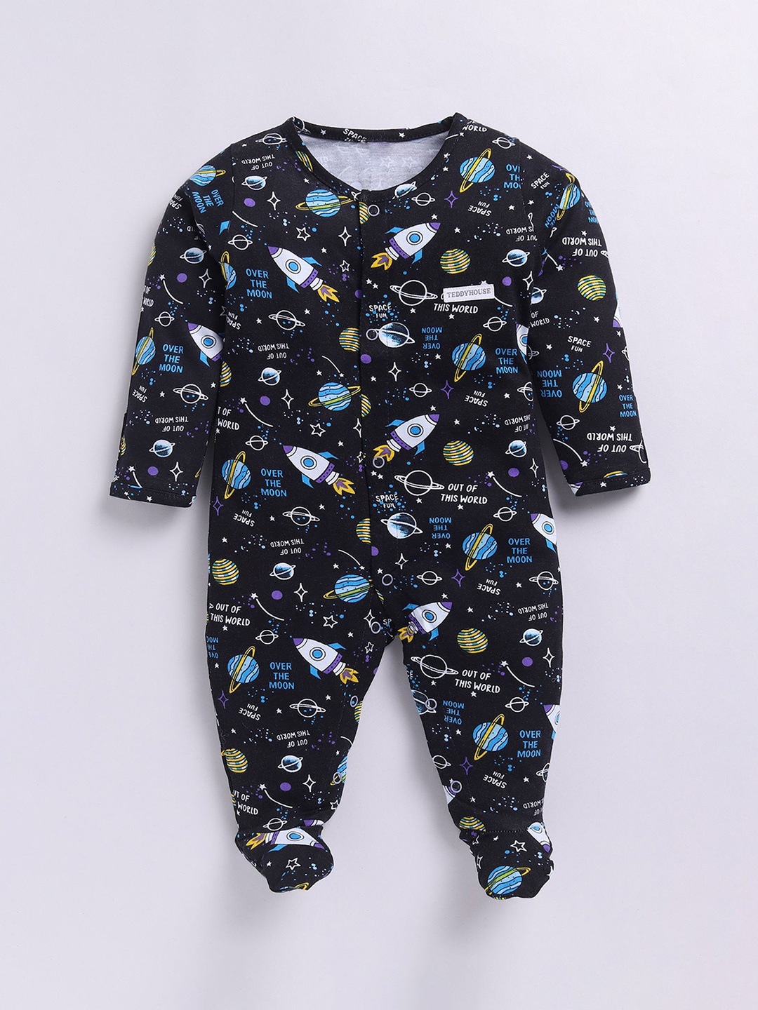 

BAESD Infants Printed Pure Cotton Sleepsuit, Black