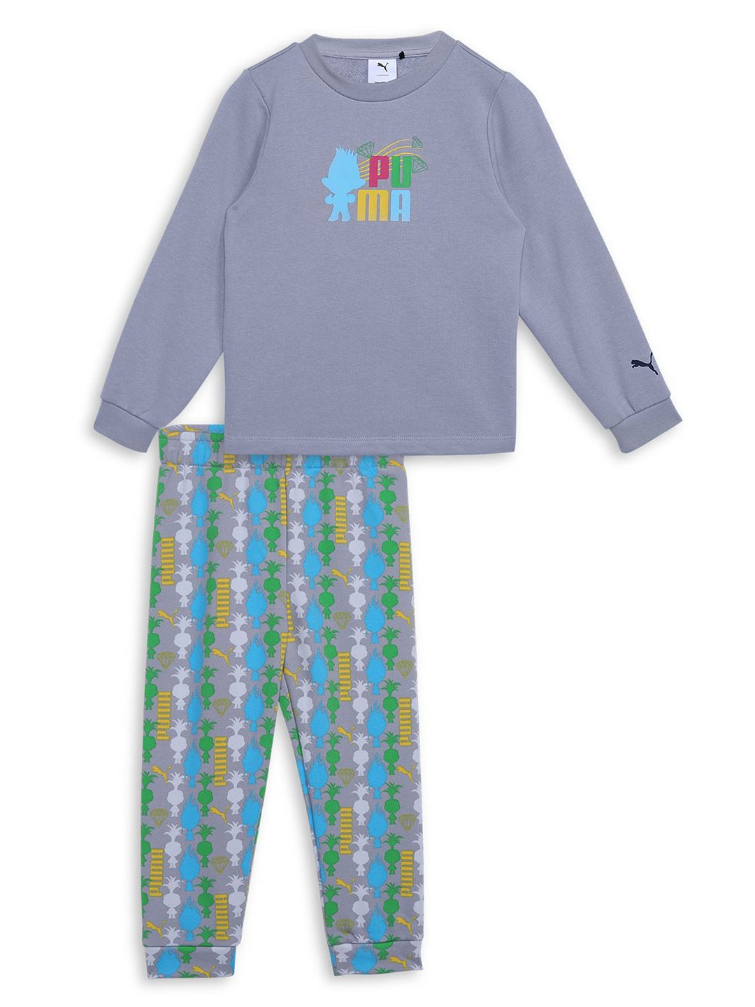 

Puma x Trolls Infant Boys Printed Pure Cotton T-Shirt & Joggers Clothing Set, Grey