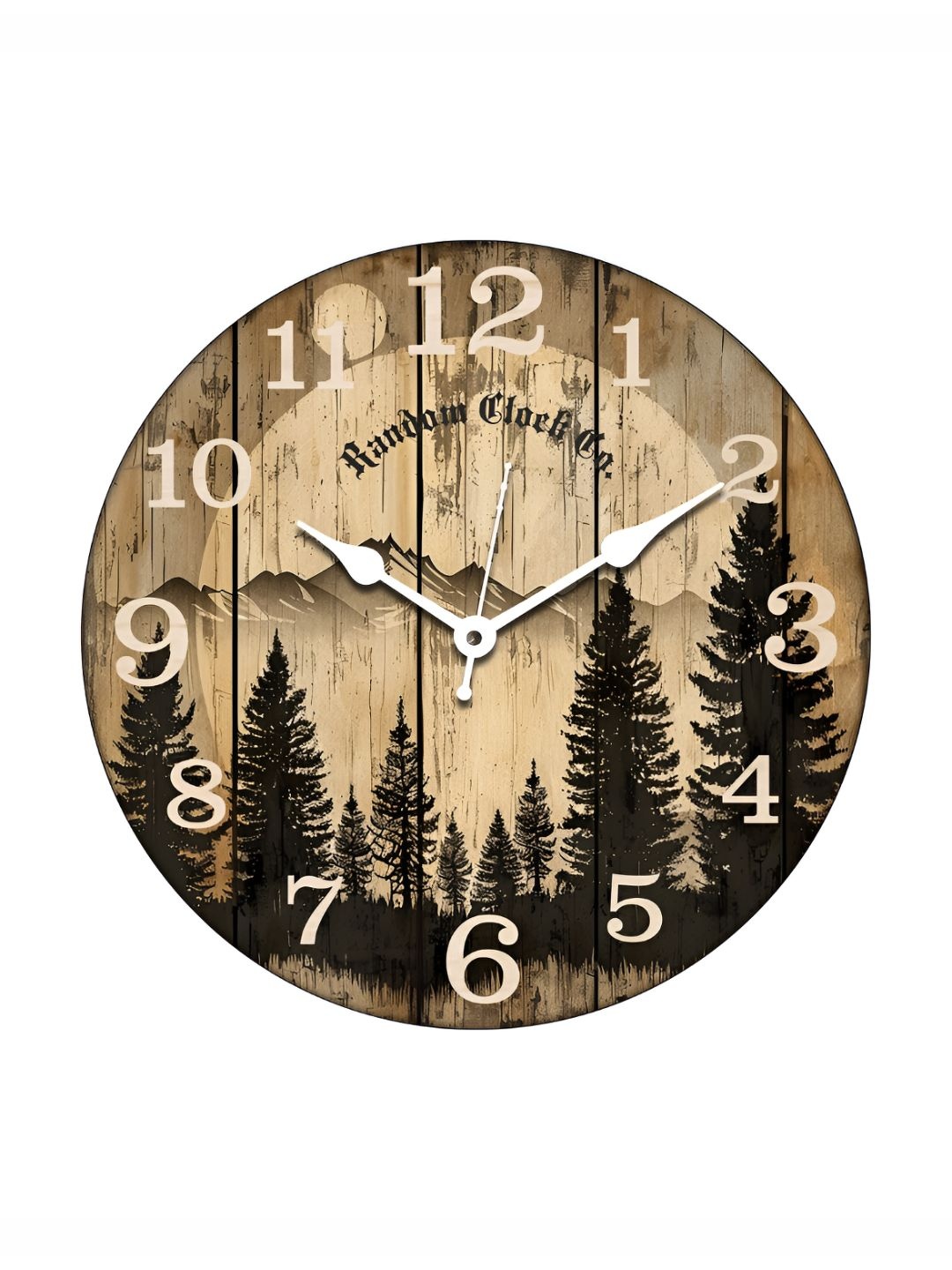 

RANDOM Printed Round Shaped Sweep Silent Movement Contemporary Wall Clock, Brown