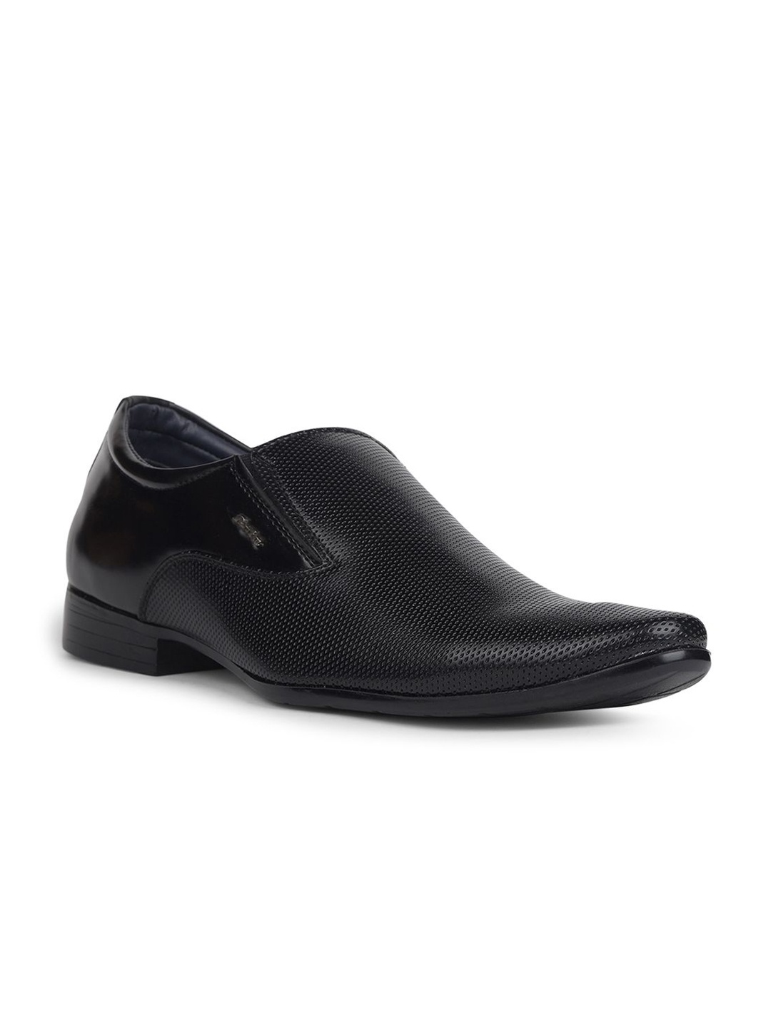 

Bata Men Textured Formal Slip On Shoes, Black