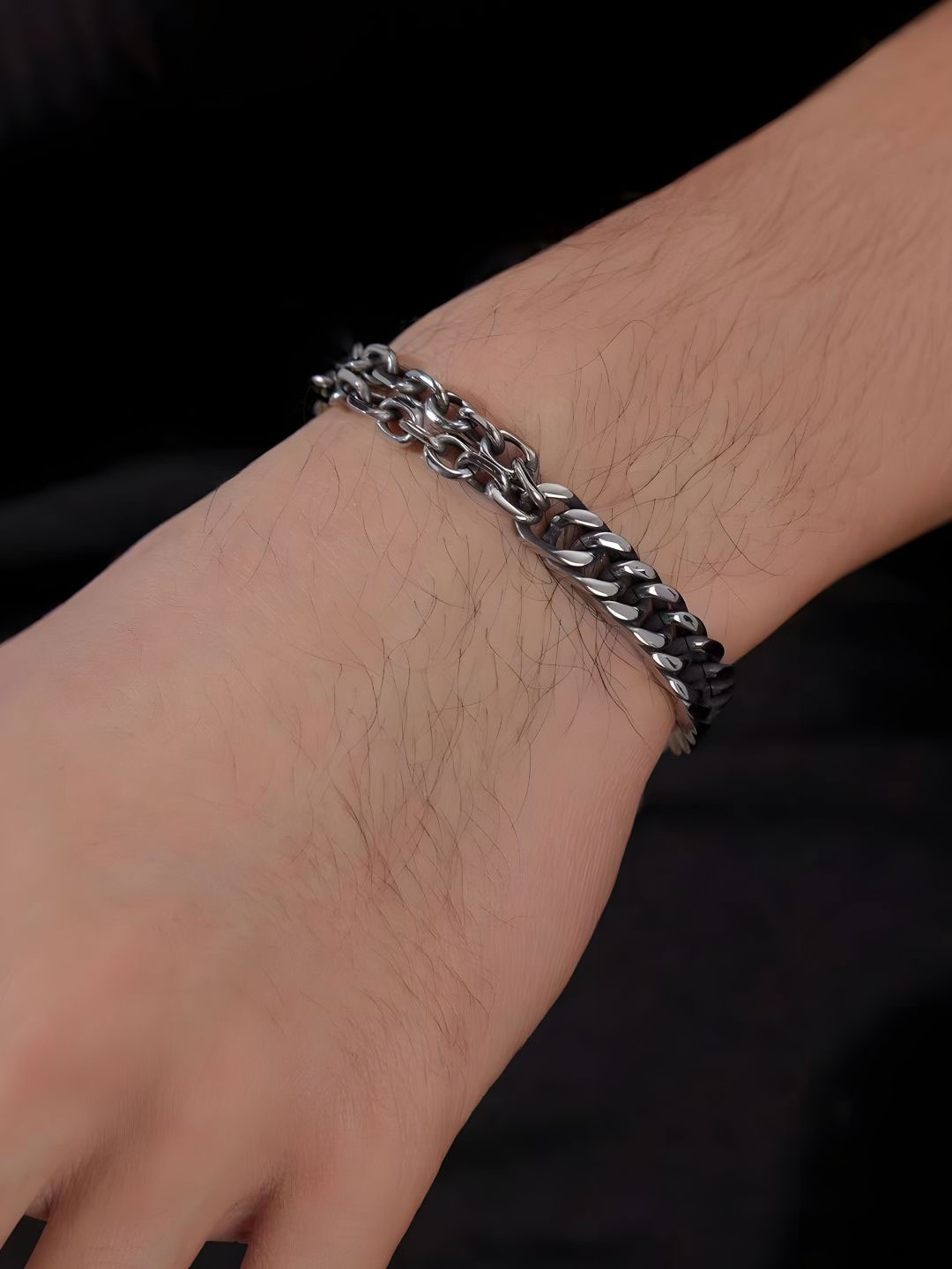 

SUFFIRE Men Stainless Steel Link Bracelet, Silver