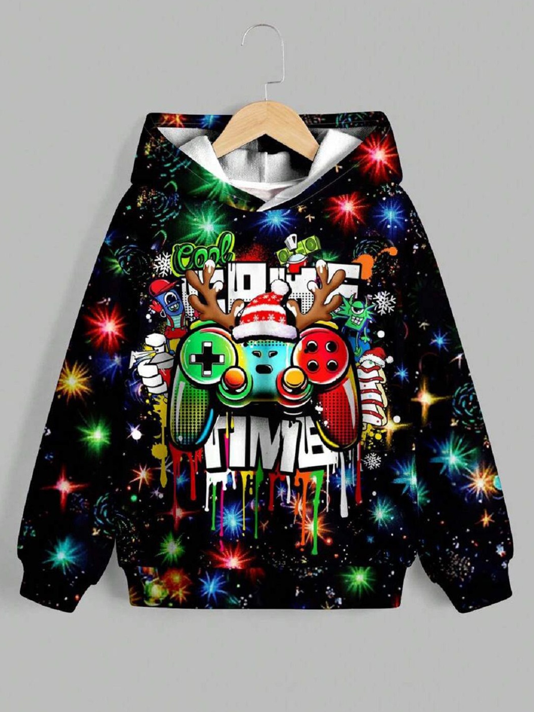 

BAESD Girls Printed Sweatshirt, Black