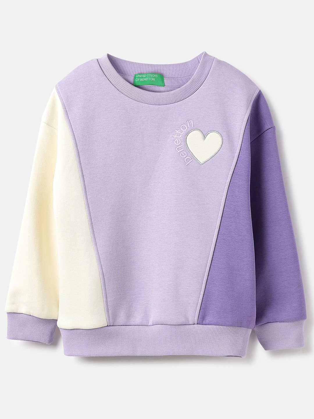 

United Colors of Benetton Girls Colourblocked Sweatshirt, Purple
