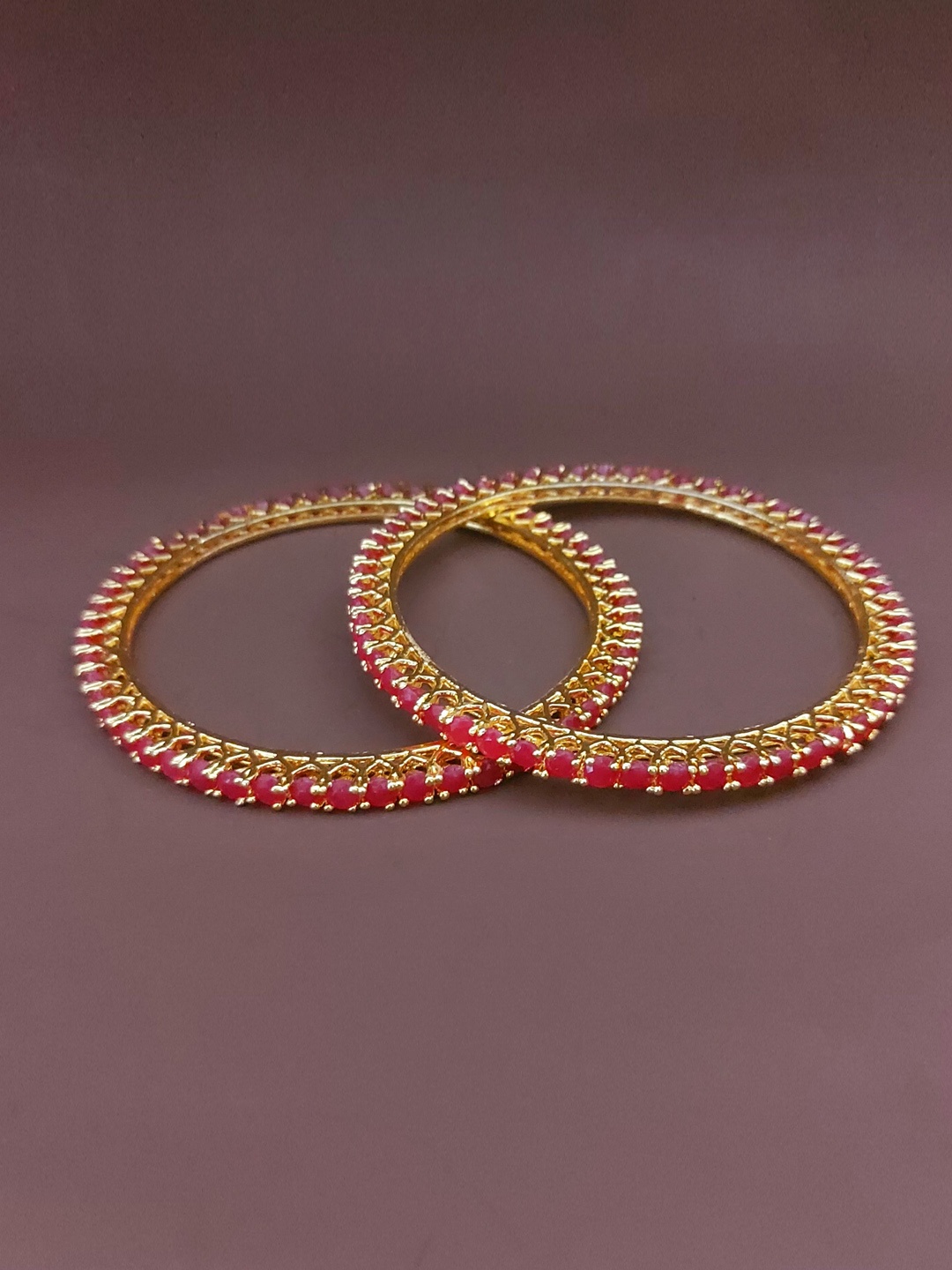 

Zevarly Set Of 2 Gold-Plated CZ Studded Bangles
