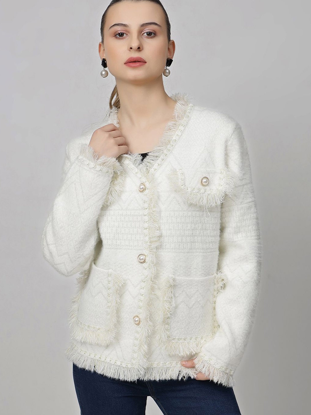 

Ziva Fashion Women Woolen jacket, Off white