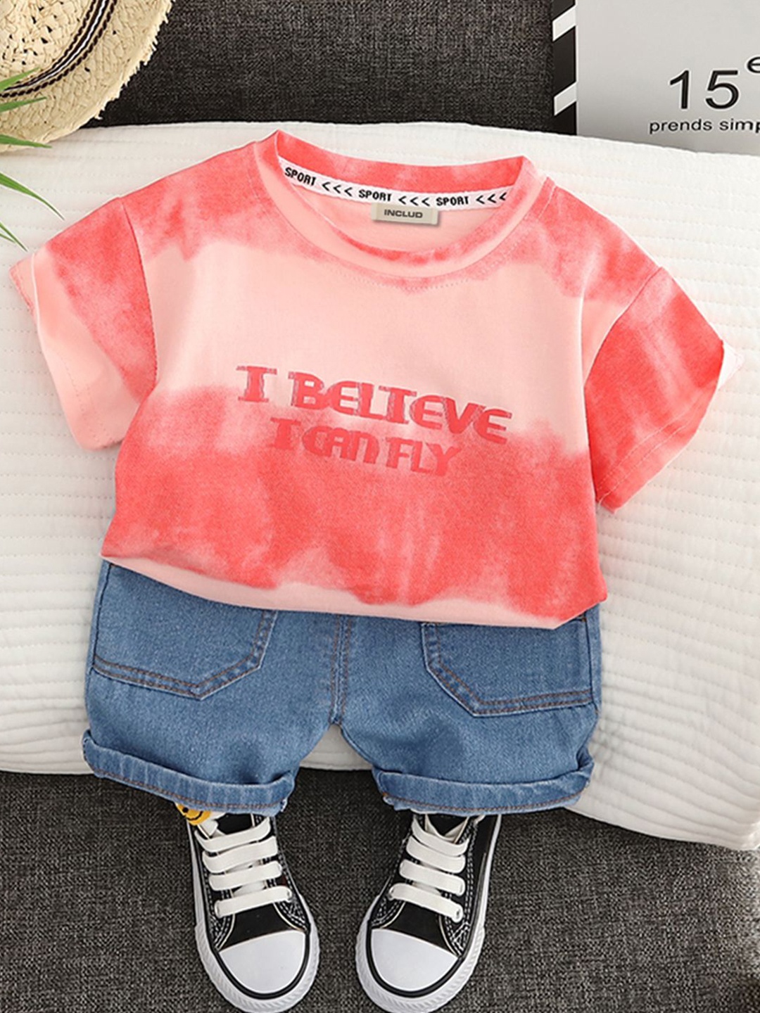 

INCLUD Boys Printed T-shirt with Shorts, Pink