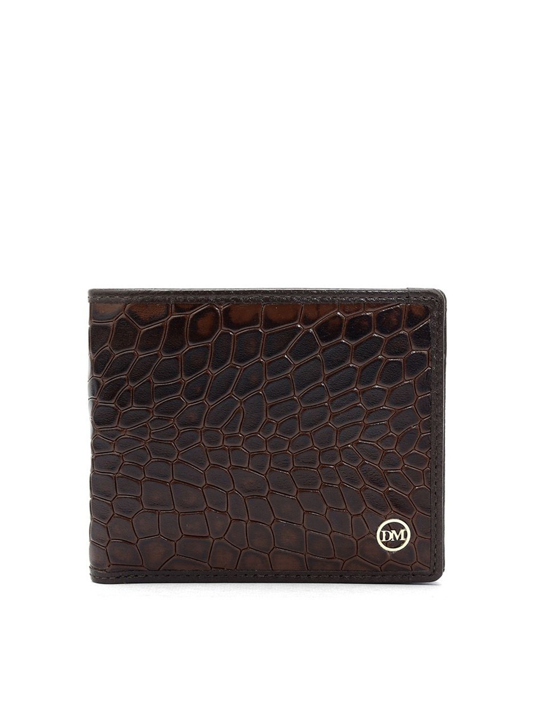 

Da Milano Men Animal Textured Leather Two Fold Wallet, Brown