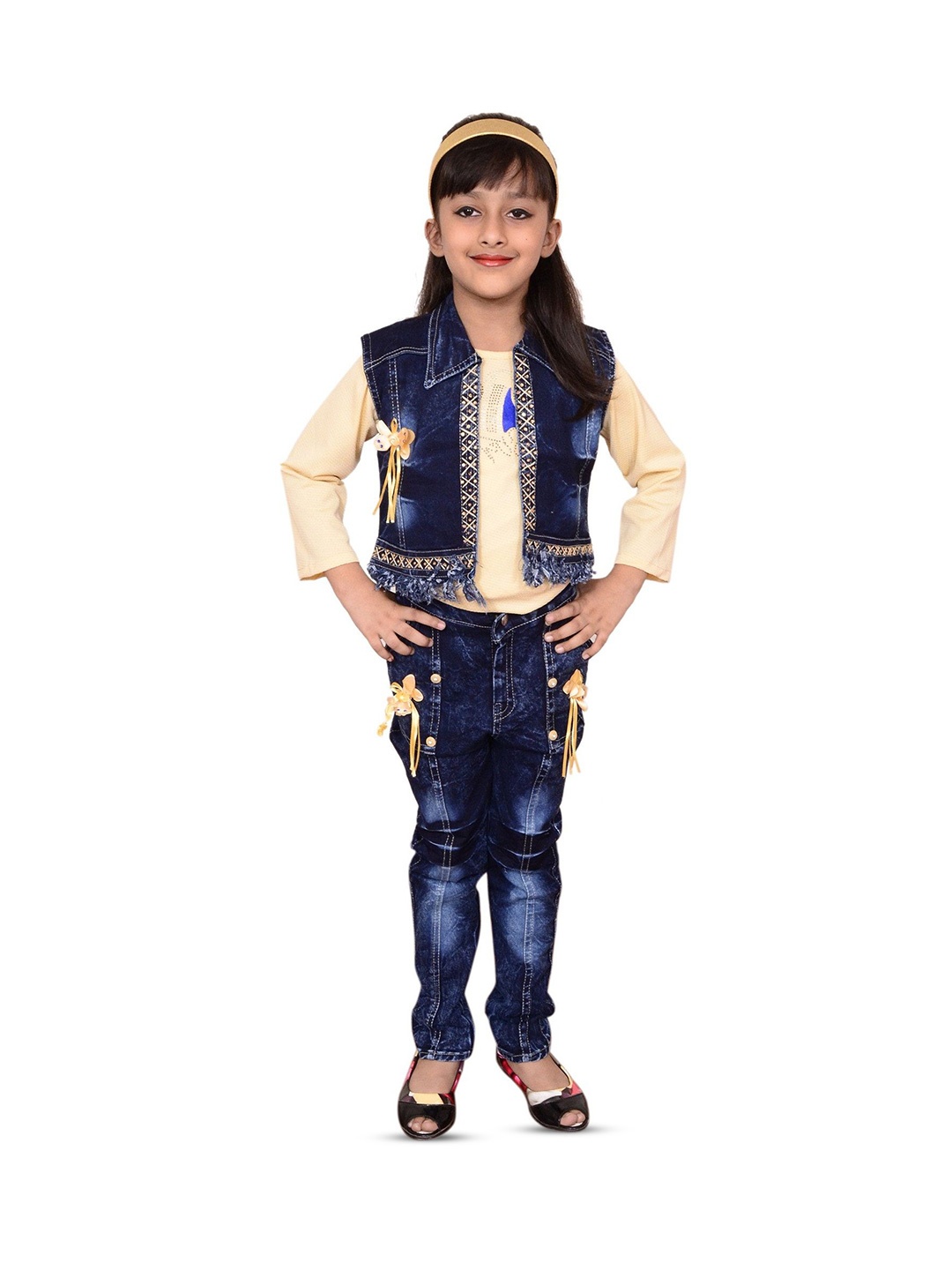 

BAESD Girls Embellished Top with Trousers, Yellow
