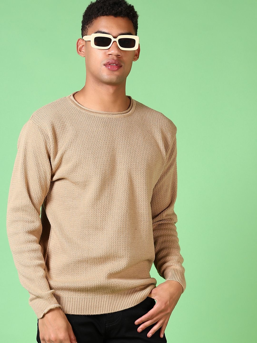 

V-Mart Men Cable Knit Pullover, Beige
