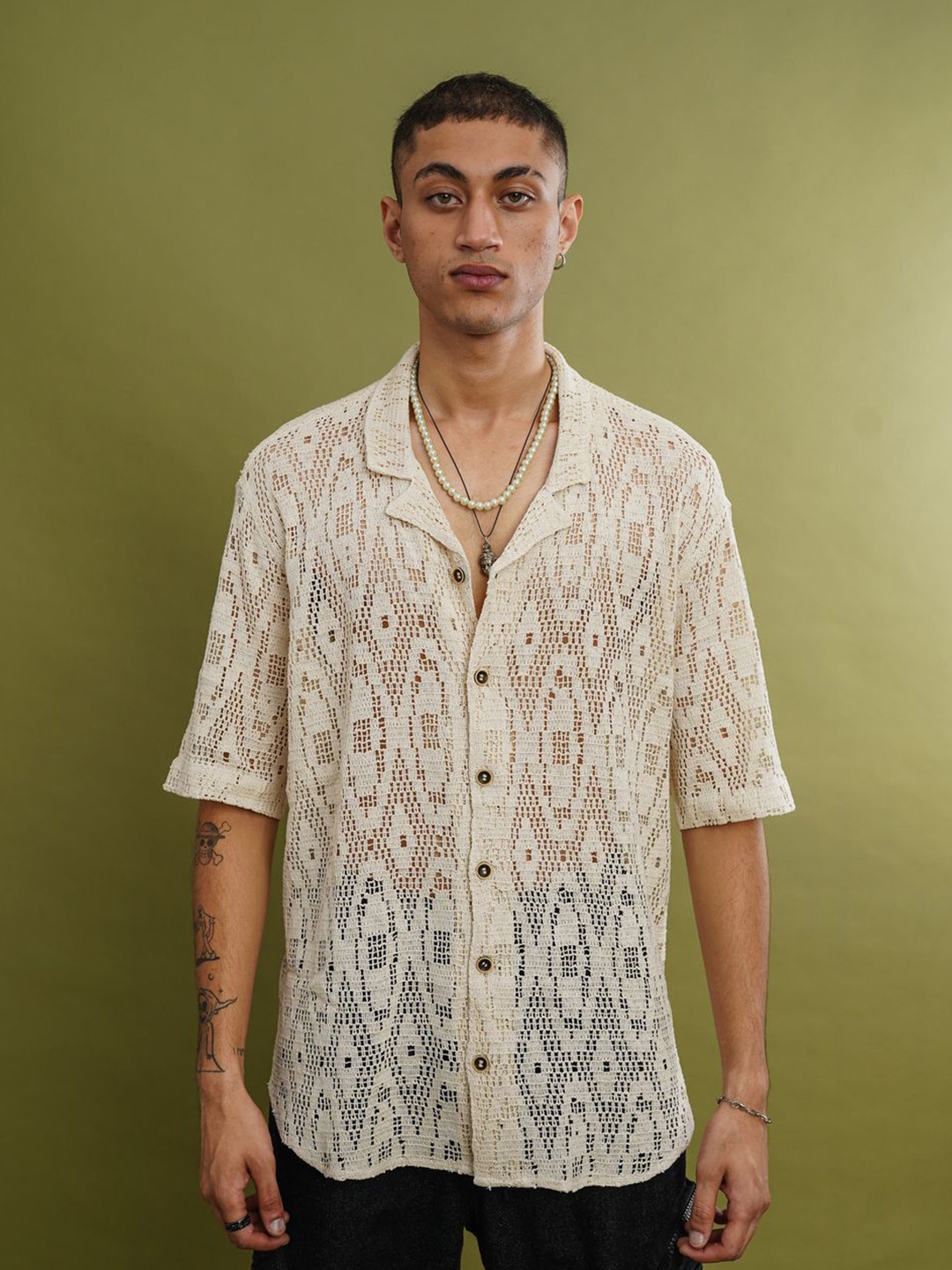 

Big Bunny Men Custom Opaque Casual Shirt, Cream