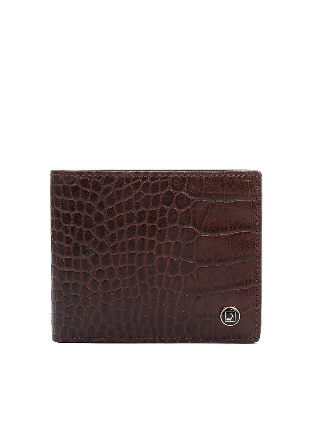 

Da Milano Men Textured Leather Two Fold Wallet, Brown