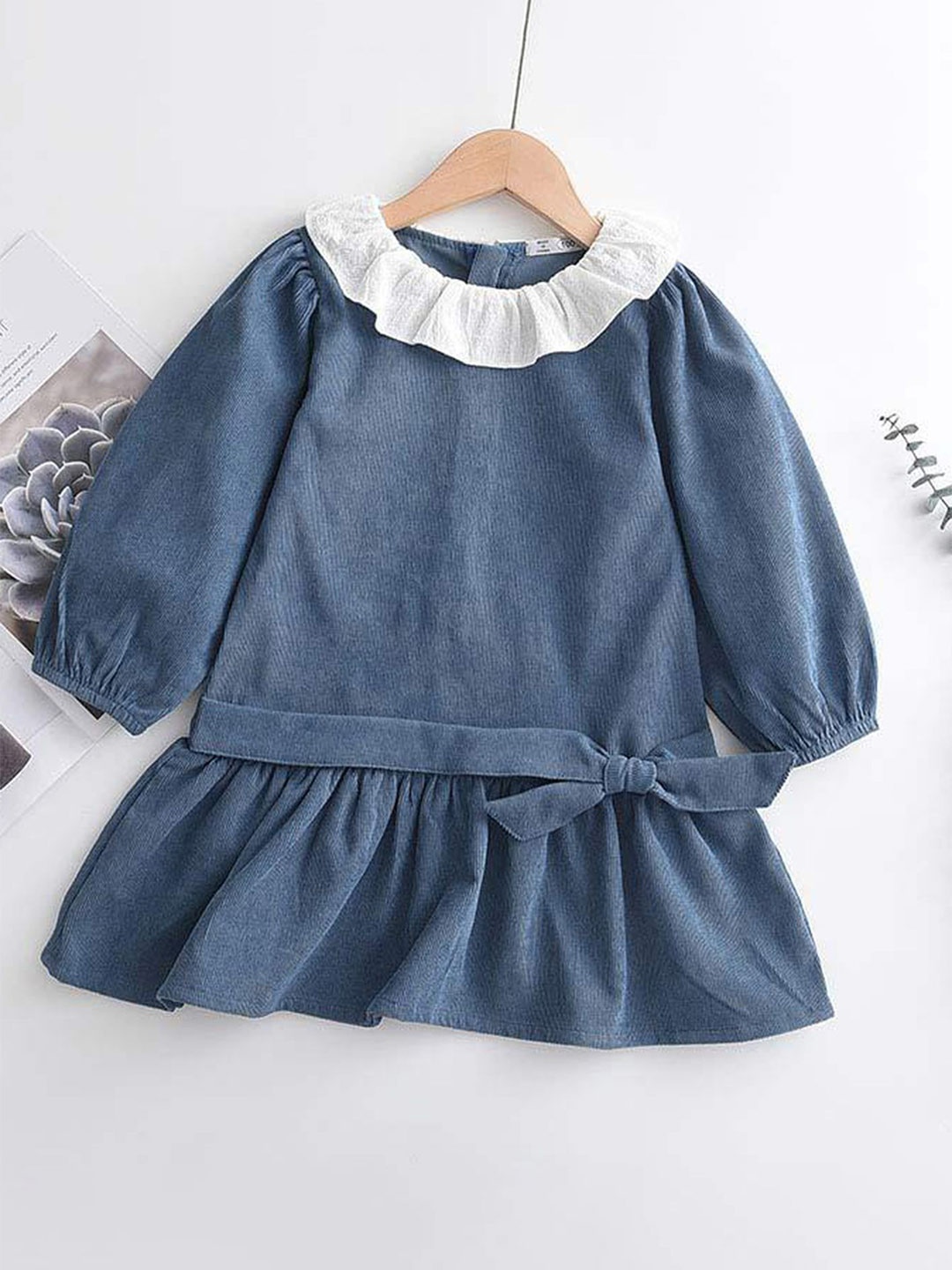 

LULU & SKY Girls Round Neck Drop-Waist Dress, Blue