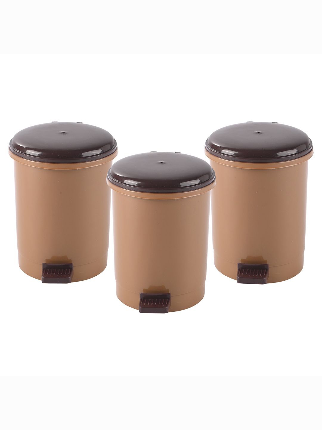 

Kuber Industries Brown & Coffee Brown 3 Pieces Pedal Dustbins 2.5L