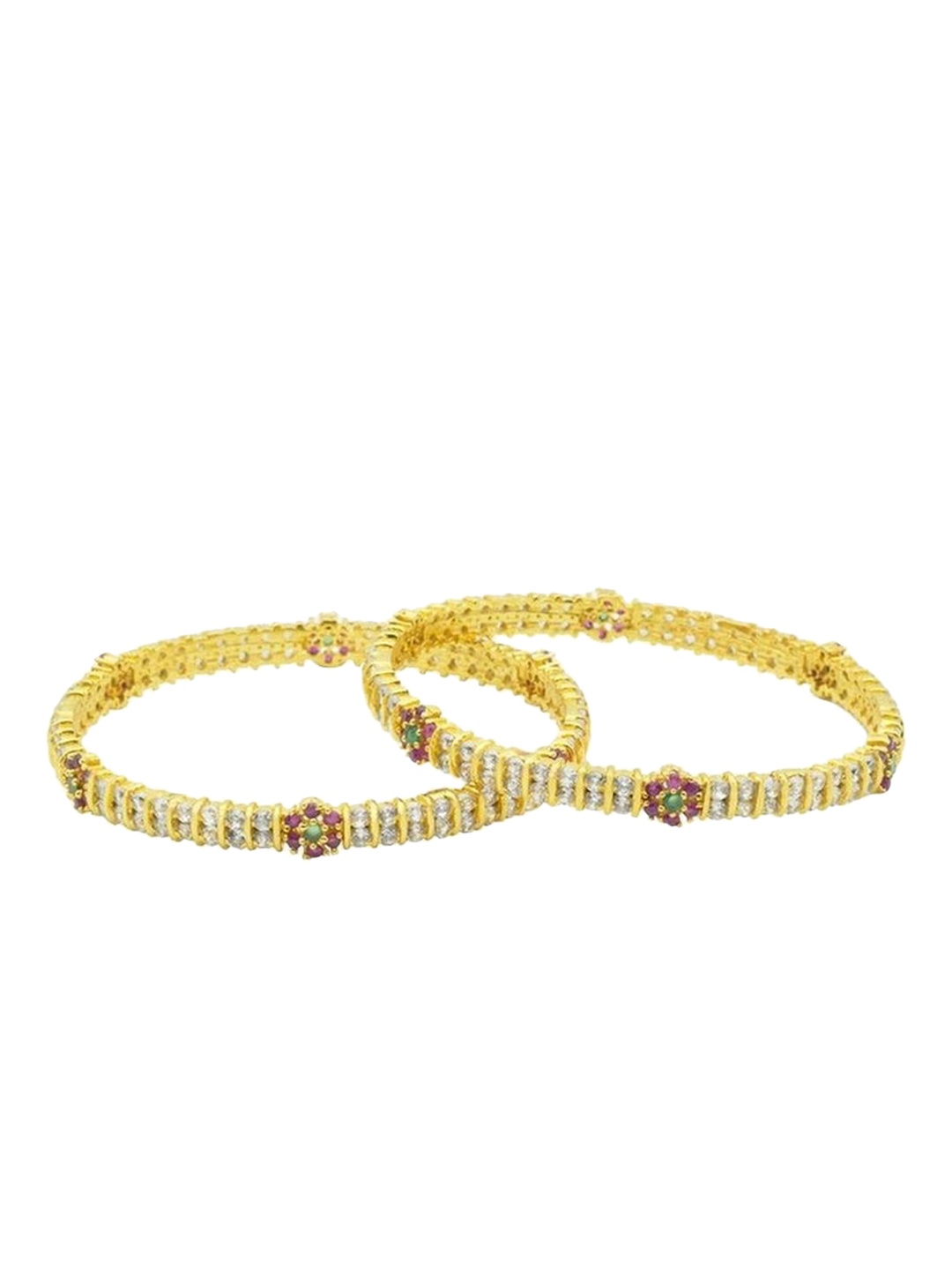 

Zevarly Set Of 2 Gold-Plated CZ Studded Bangles