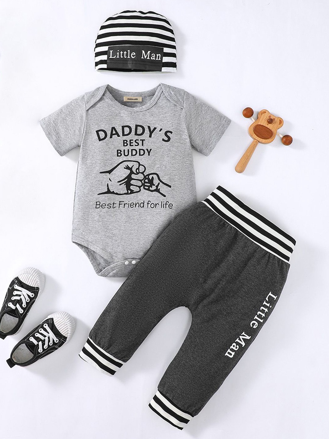 

INCLUD Boys Printed T-shirt with Trousers, Grey