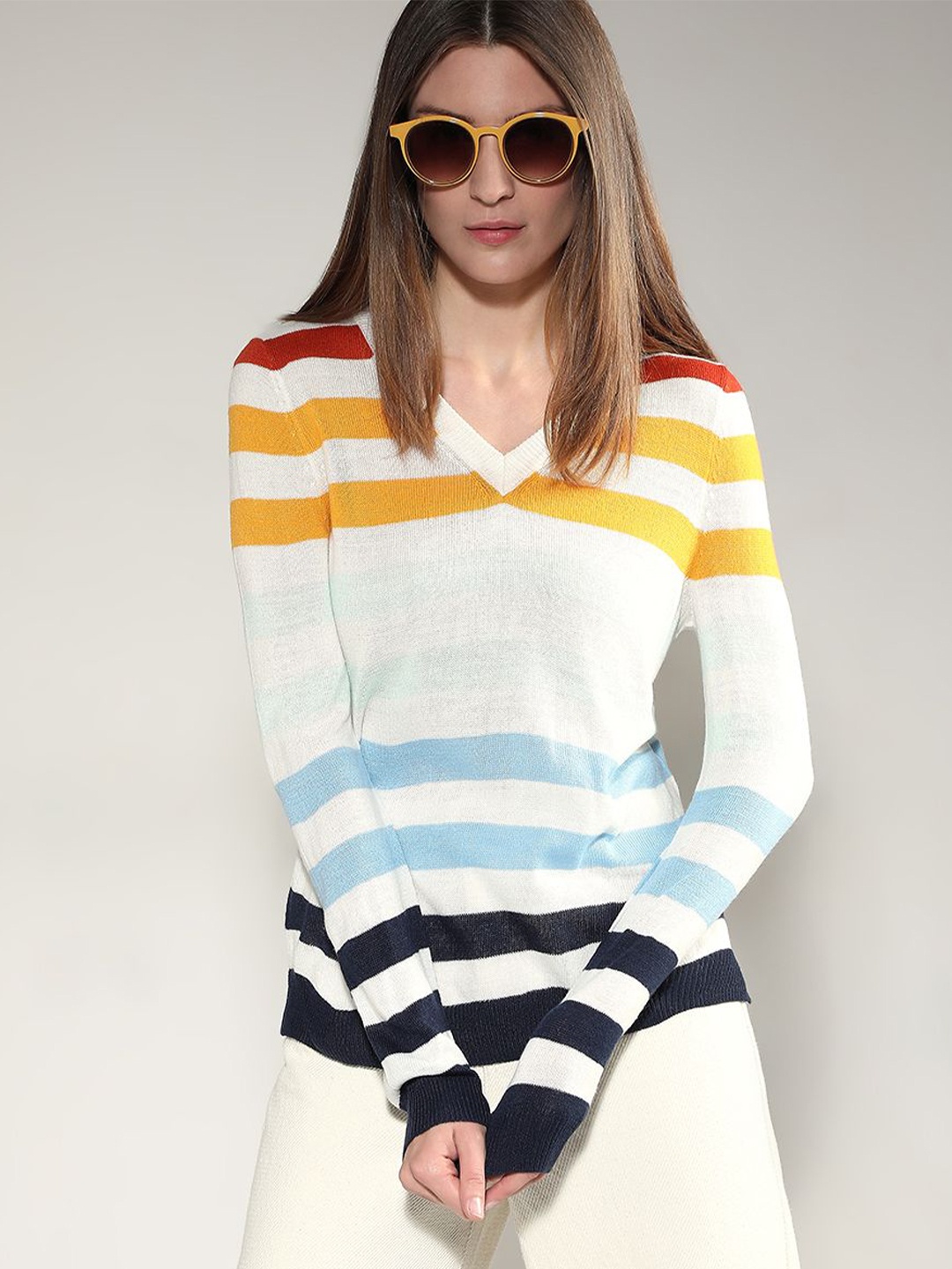 

Vero Moda Women Striped Pullover, White