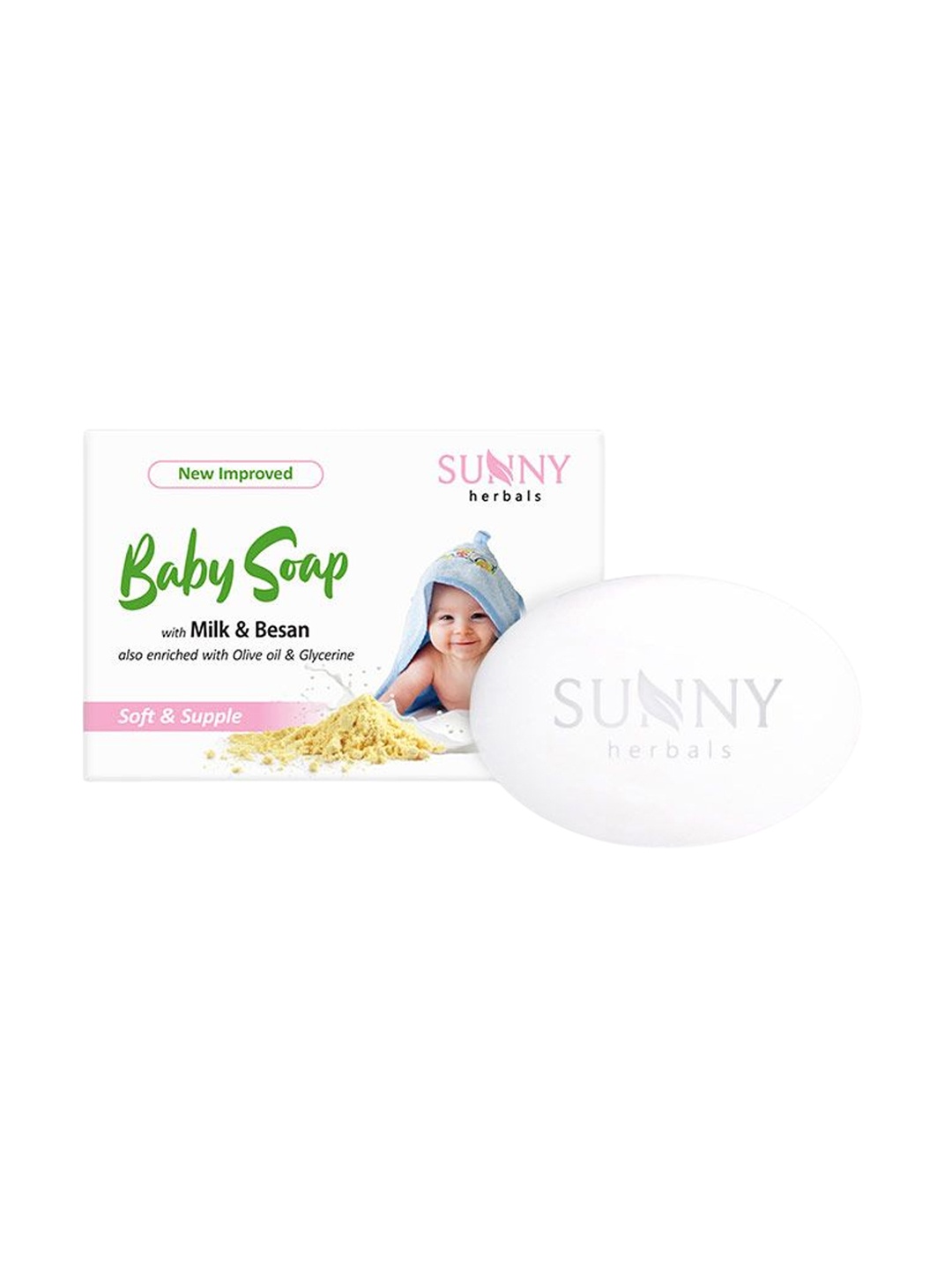 

SUNNY HERBALS Baby Soap With Milk & Besan - 75 g, White