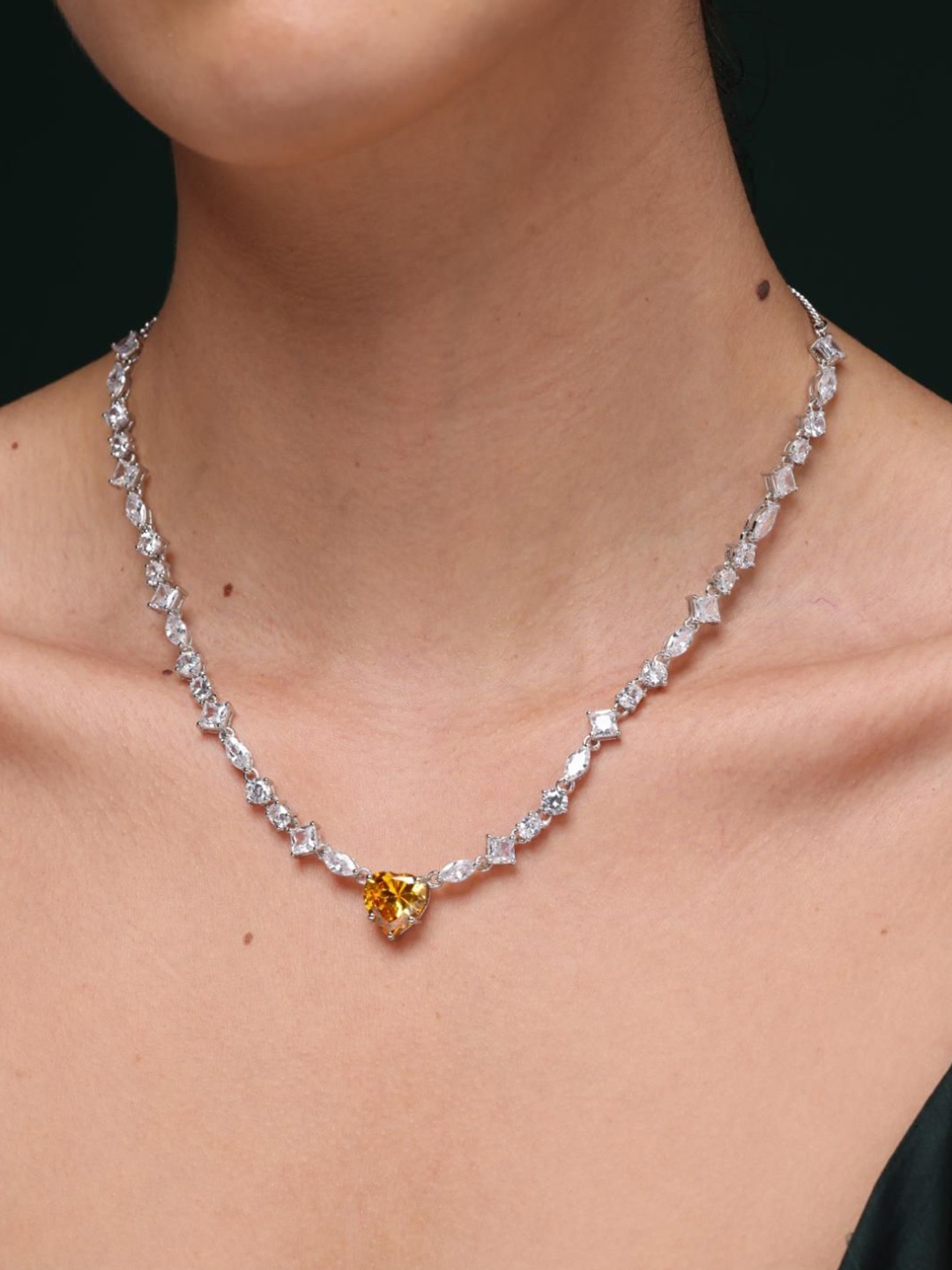 

Varnika Arora Brass Rhodium-Plated Necklace, Silver
