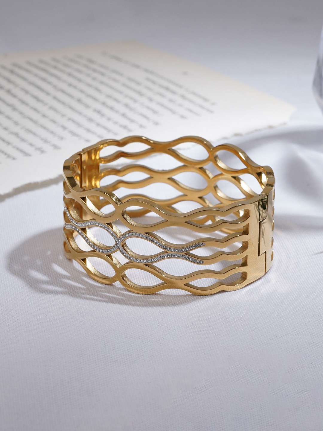 

JEWILLEY Women Gold-Plated Cuff Bracelet
