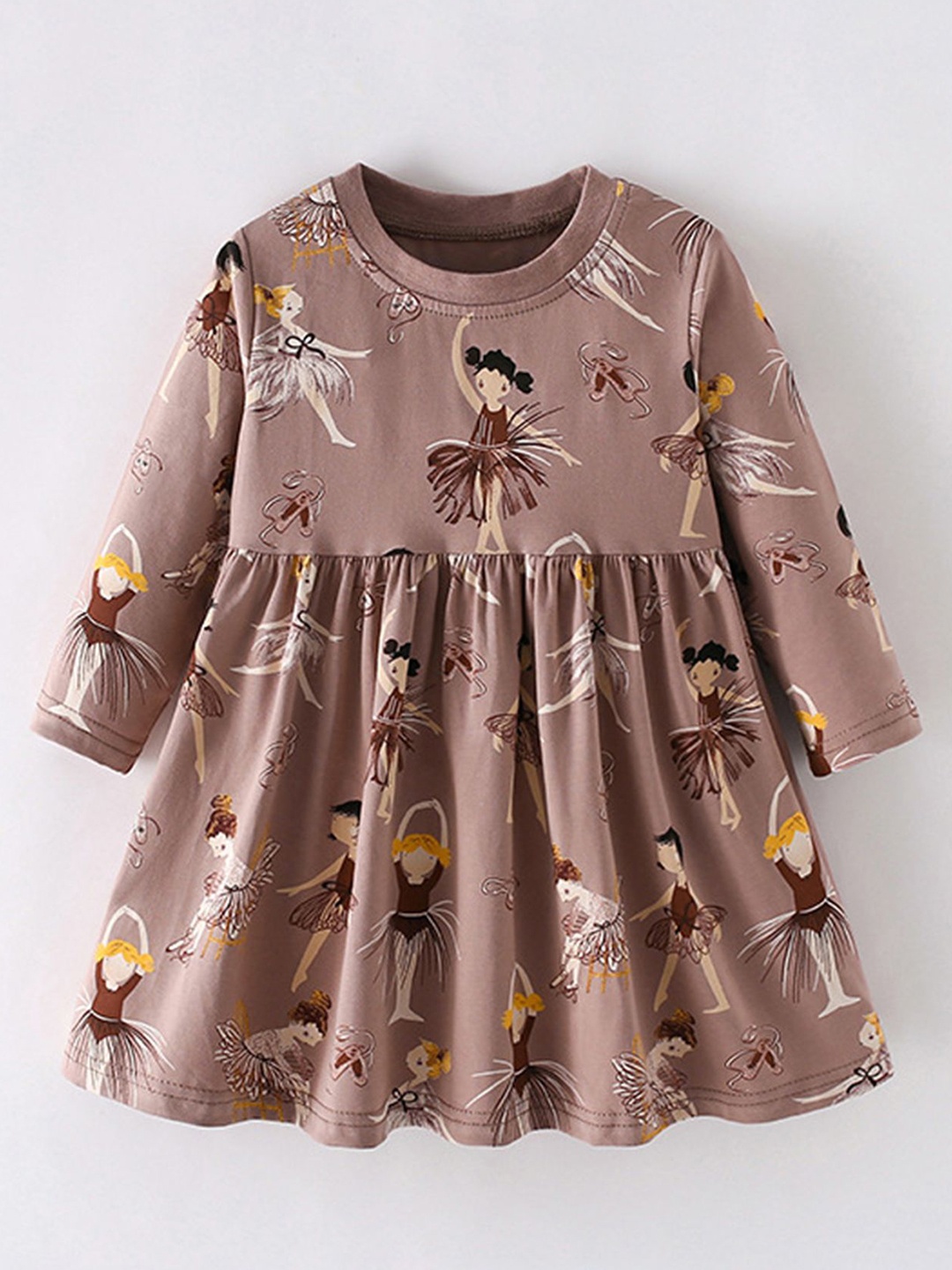 

LULU & SKY Girls Printed Fit & Flare Dress, Brown