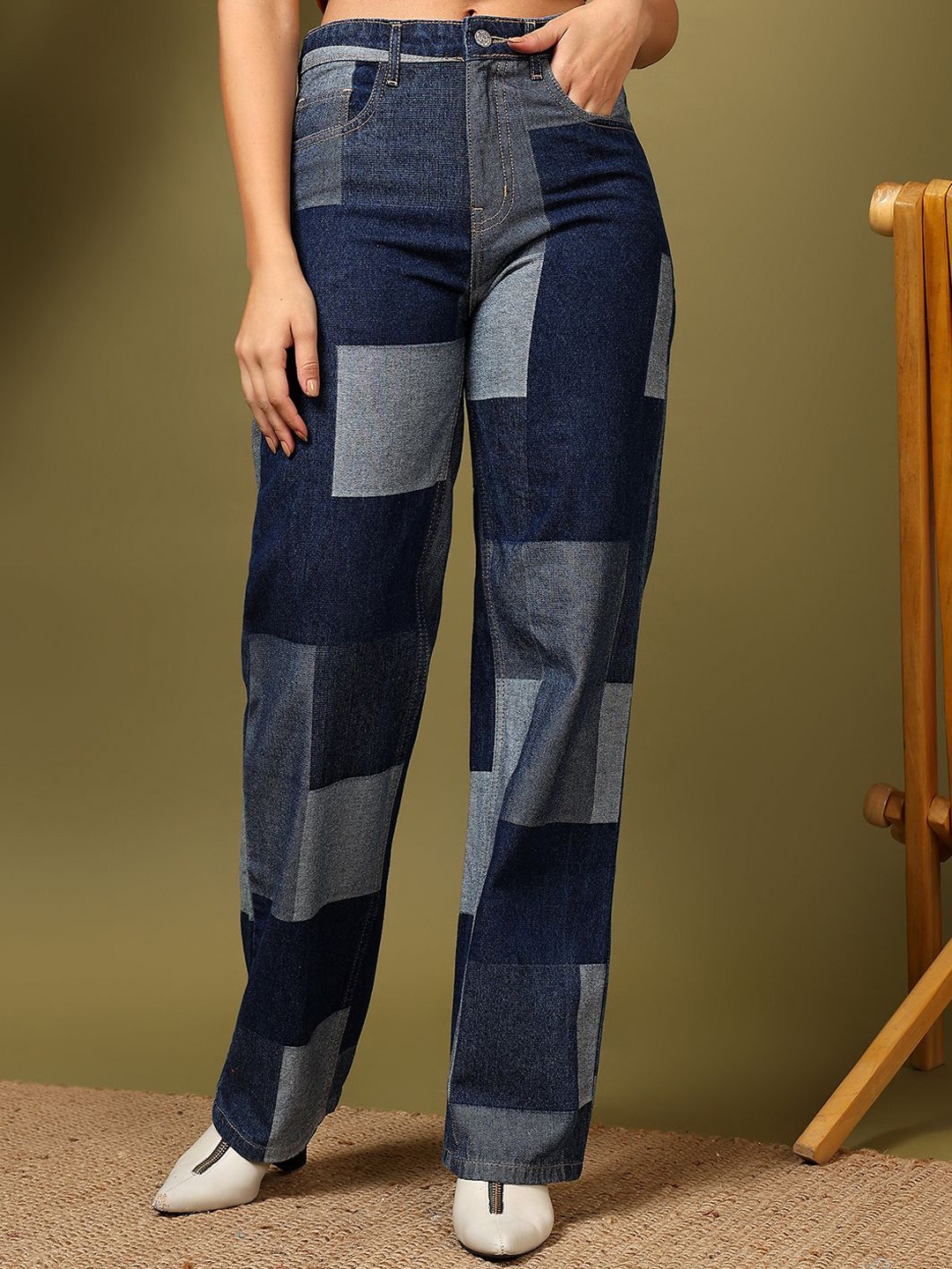 

Kotty Women Straight Fit High-Rise Stretchable Jeans, Blue