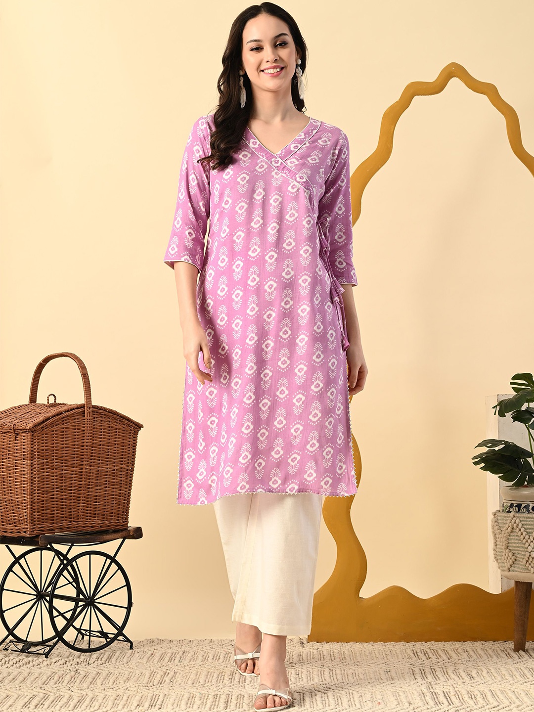 

METAFAB Floral Printed Kurta, Pink