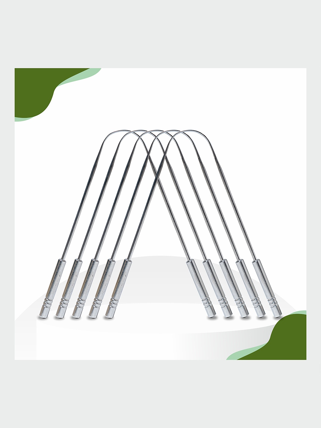 

Nurpi Set Of 4 Stainless Steel Tongue cleaner For Oral Care & Bad Breath, Silver