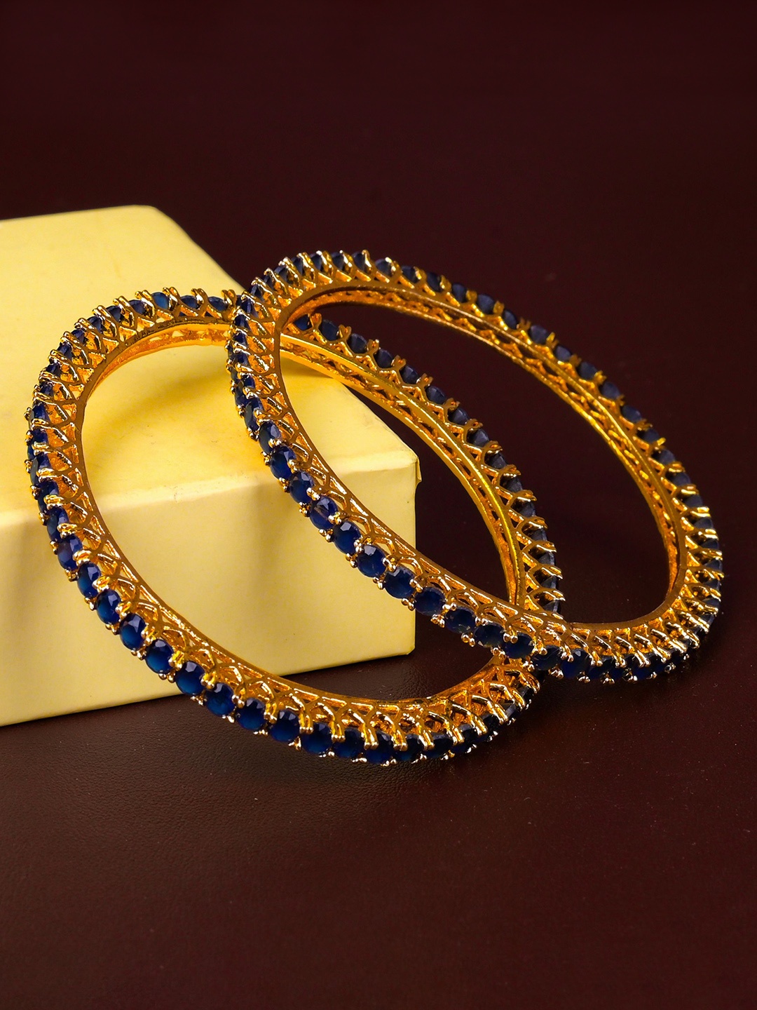 

Zevarly Set Of 2 Gold-Plated CZ Studded Bangles