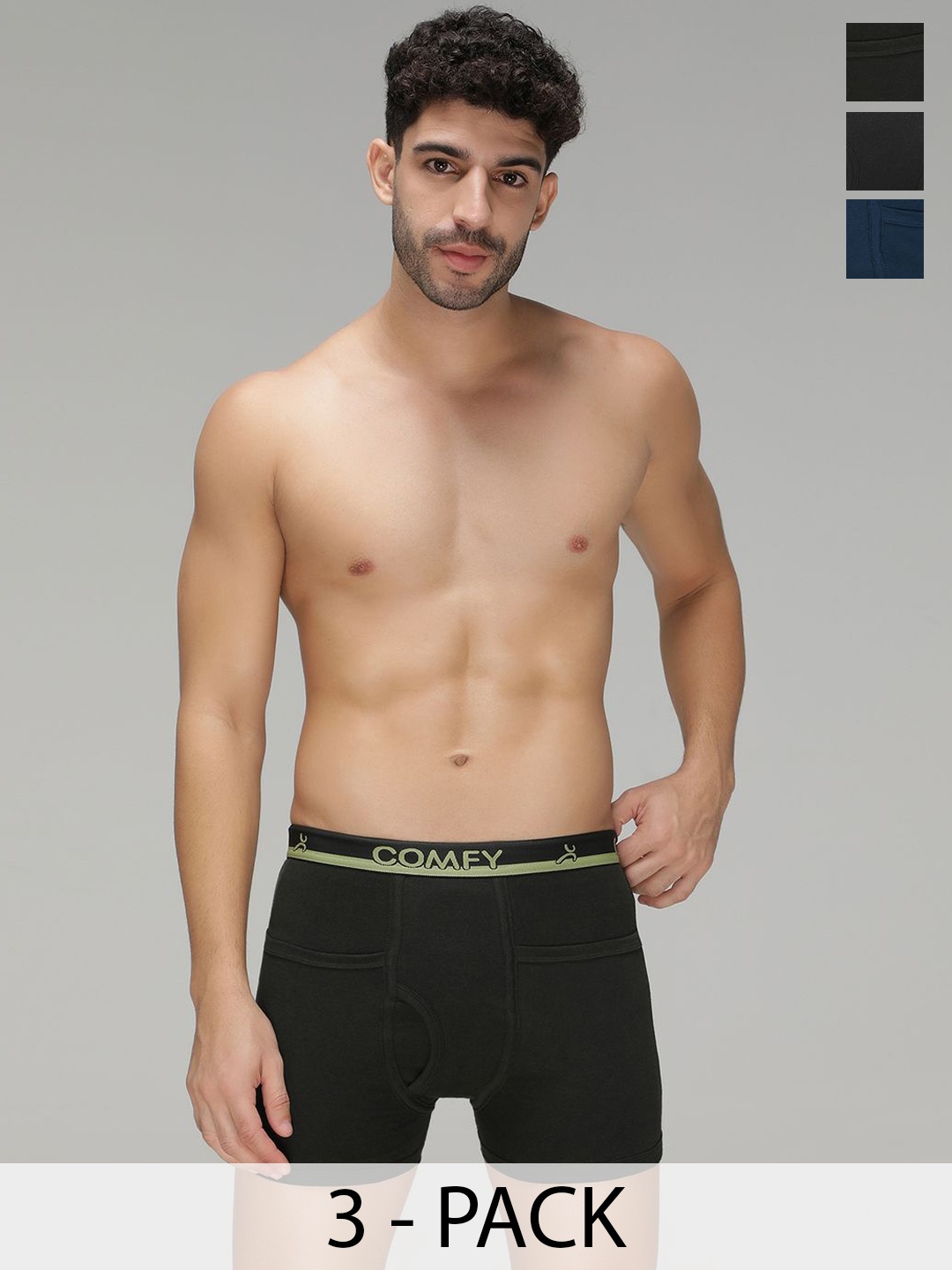 

AMUL COMFY Pack Of 3 Cotton Trunks AC-LPTROE-MULTI-3XL-3PC, Navy blue