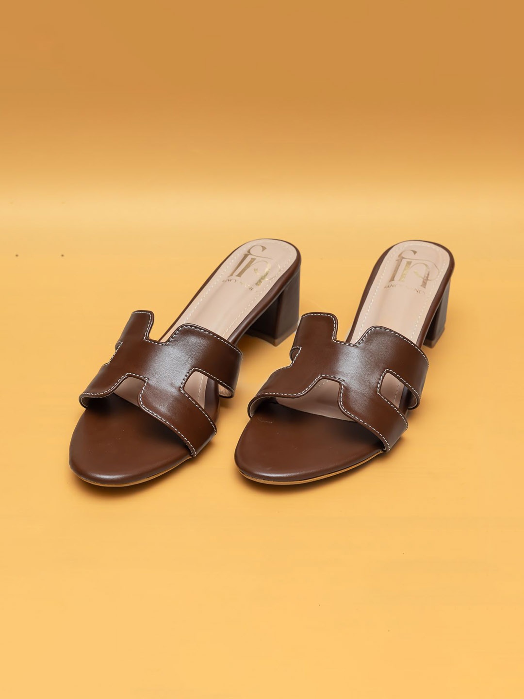 

Fancy Nancy Textured Block Sandals with Bows, Brown