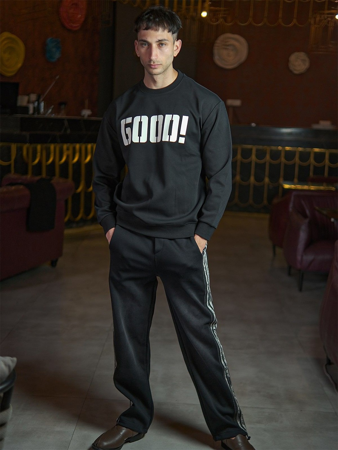 

ODETTE Men Printed Sweatshirt, Black