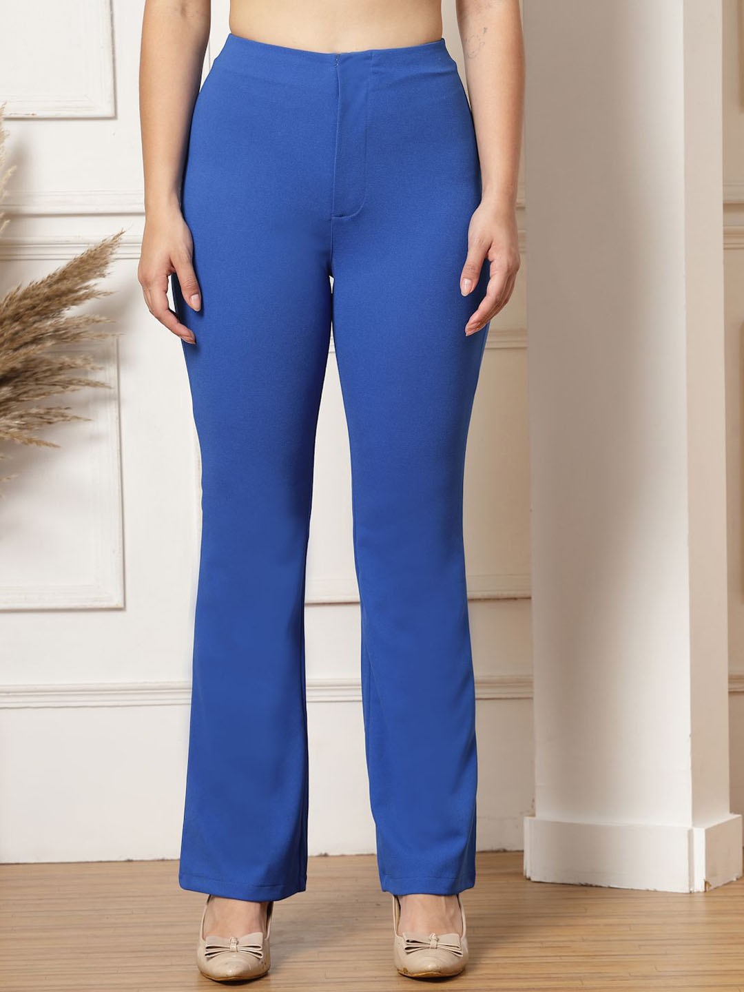 

aayu Women Relaxed High-Rise Trousers, Navy blue