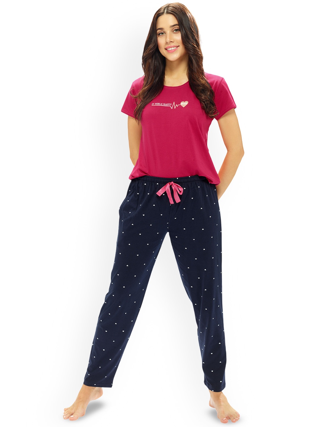 

Lotik Women Printed Night suit, Maroon