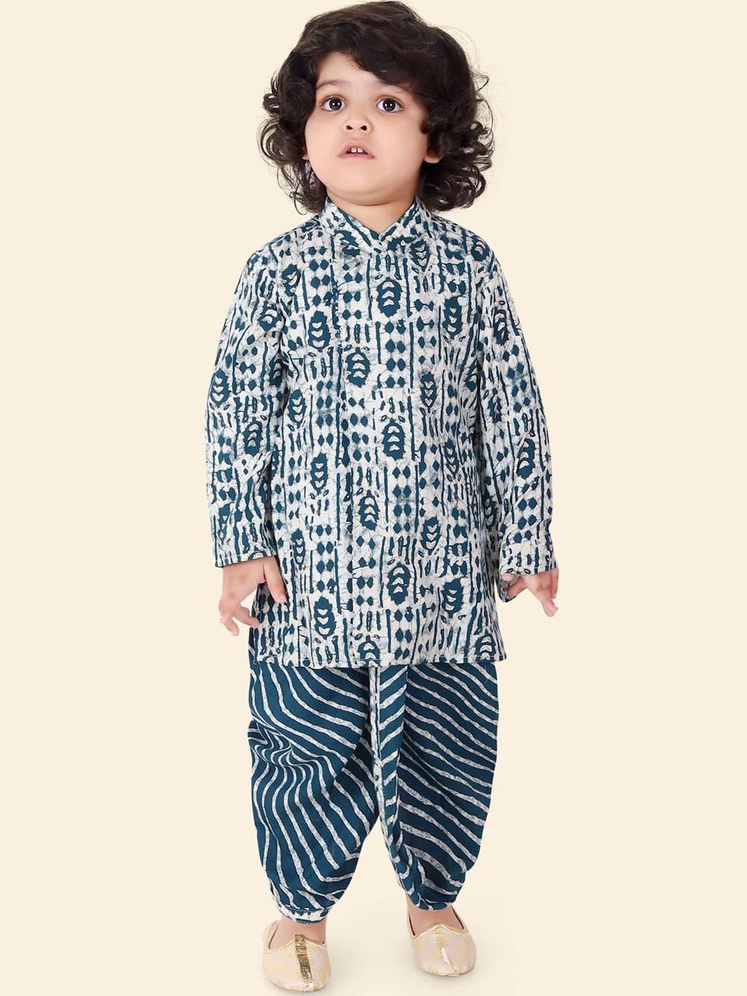 

Ethniks Neu-Ron Boys Floral Printed Regular Kurta with Dhoti Pants, Blue