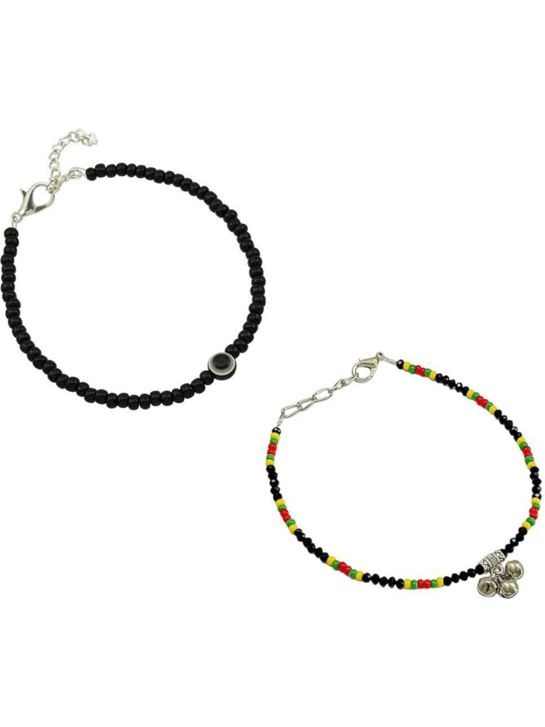 

HIGH TRENDZ Pack Of 2 Beaded Anklets, Silver