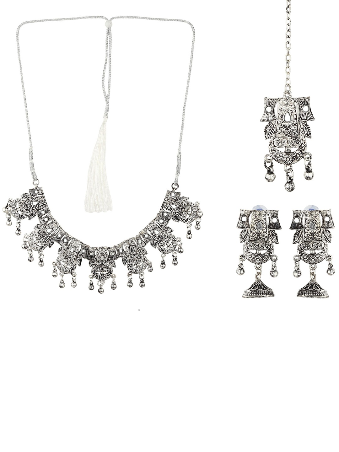 

RHOSYN Silver-Plated Beaded-Studded Jewellery Set