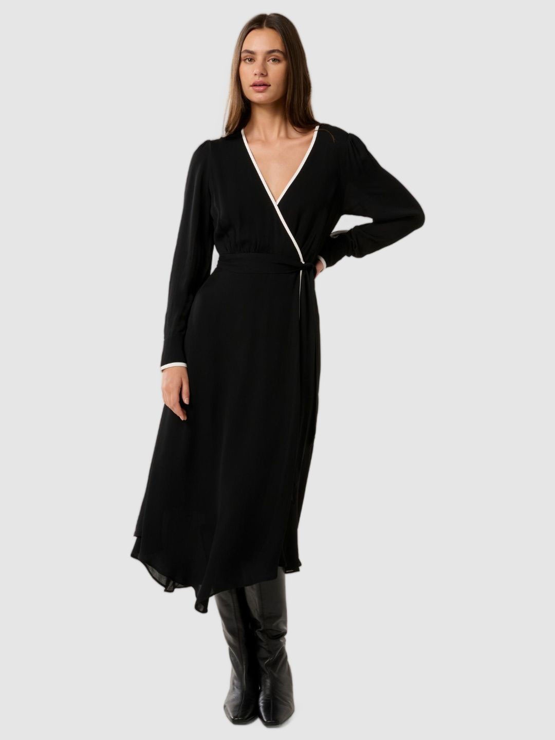 

Forever New Bishop Sleeve Midi Dress, Black