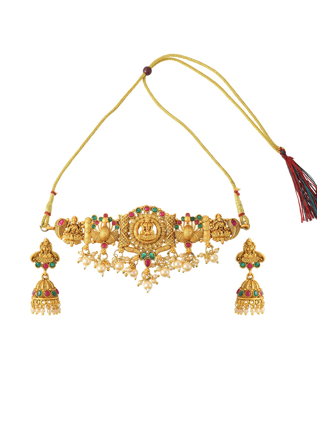 

MEMOIR Gold-Plated Stone-Studded & Beaded Jewellery Set