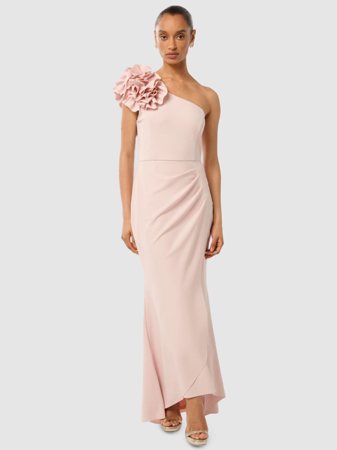 

Forever New One Shoulder Fit & Flare Maxi Dress, Pink