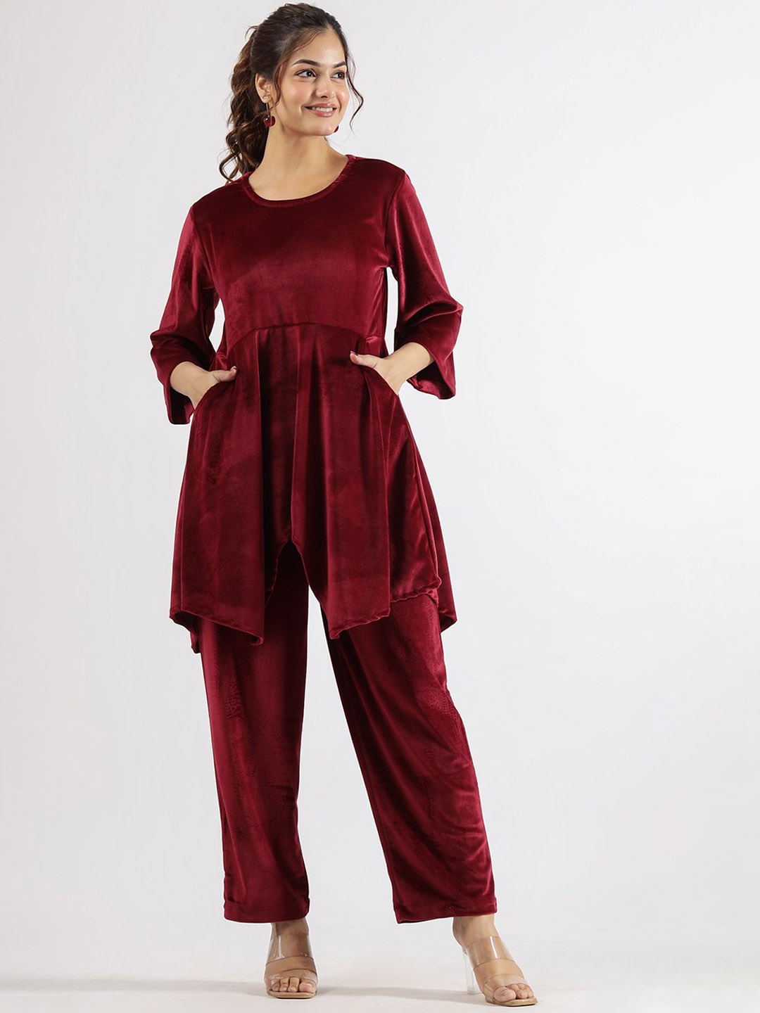 

FLAVIA CREATION Tunic & Trousers Co-Ord, Maroon