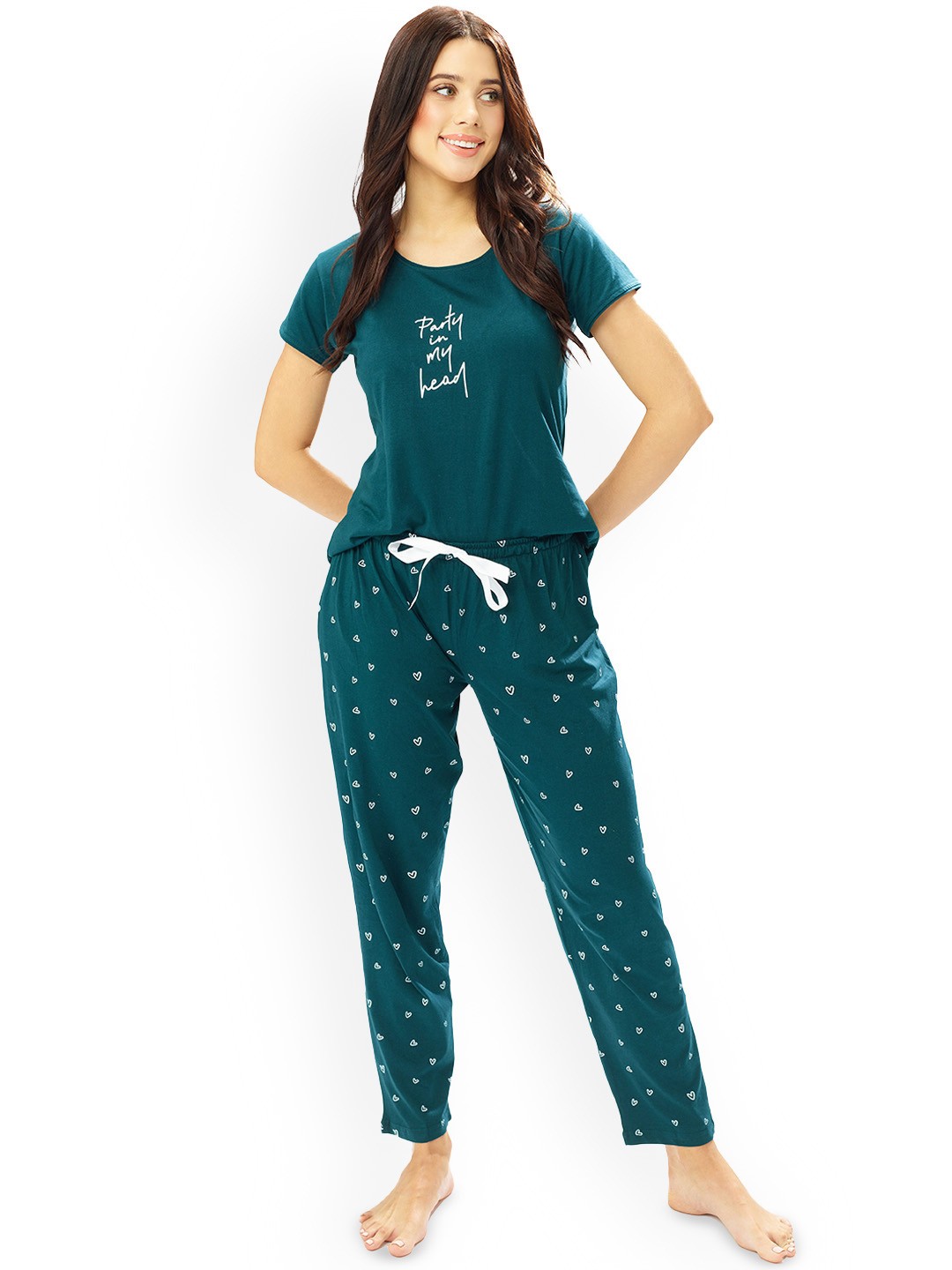 

Lotik Women Printed Night suit, Teal