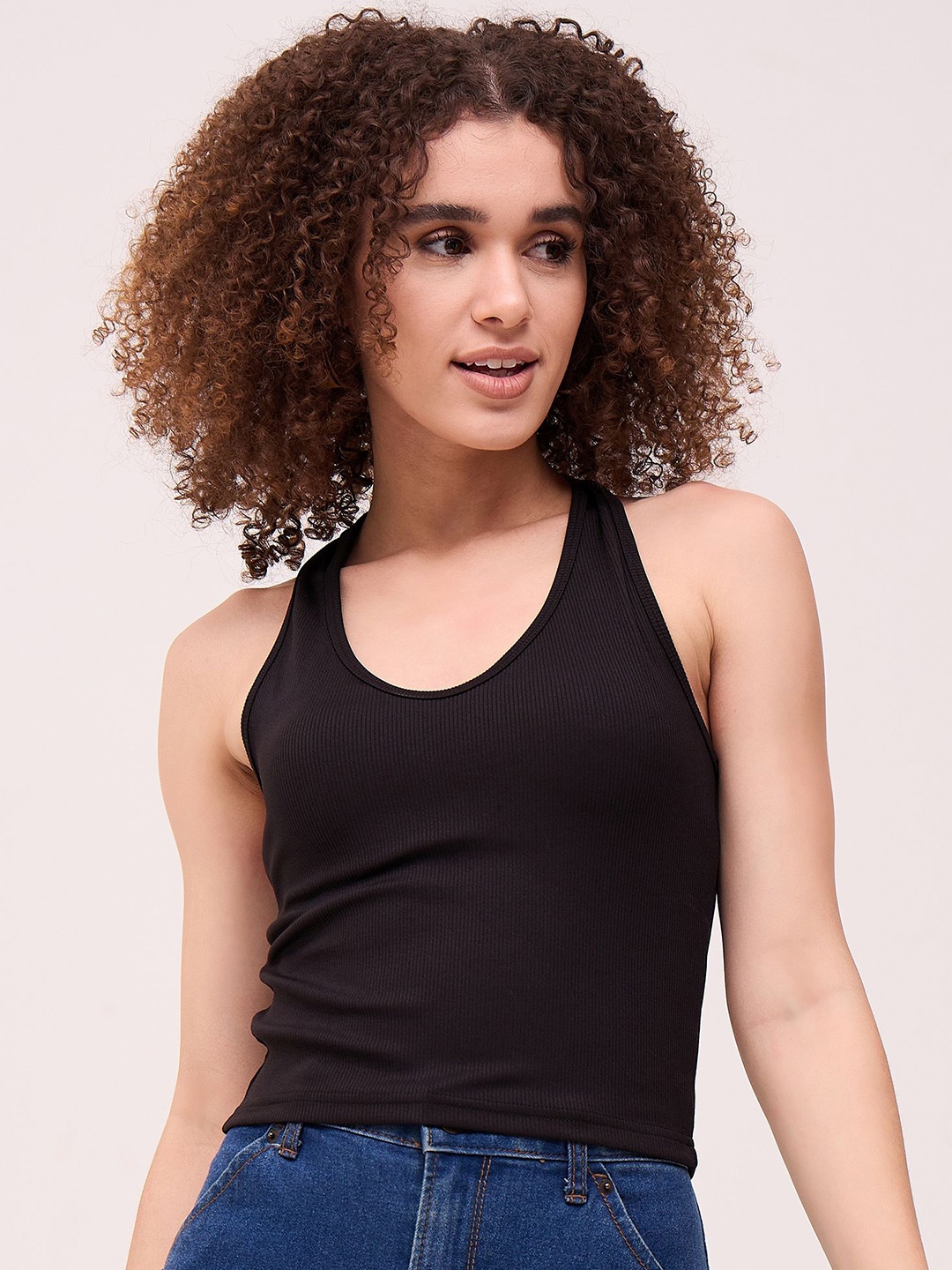 

DressBerry Women Scoop Neck Solid Top, Black