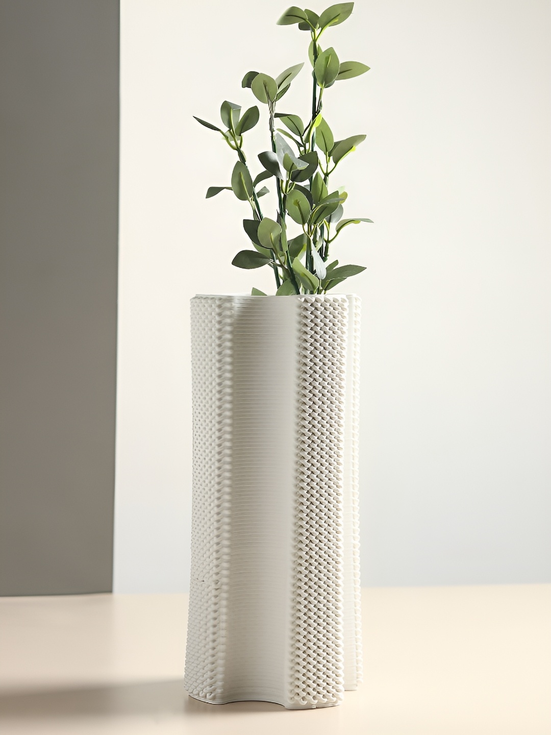 

HABERE INDIA White Textured Ceramic Flower Vase